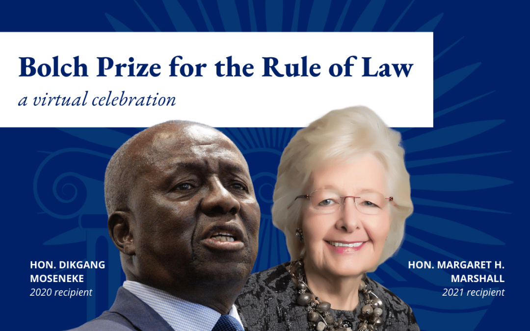 Watch the Bolch Prize celebration honoring Justices Moseneke, Marshall
