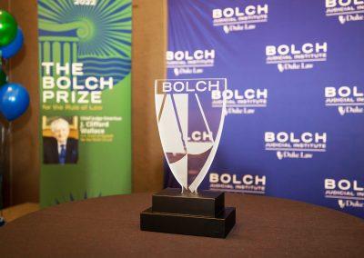 The Bolch Prize shield award sits on a table before the ceremony