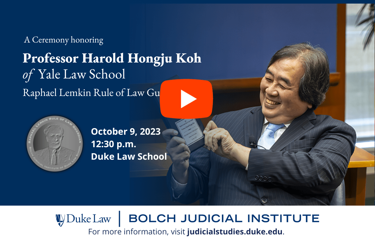 Professor Harold Koh speaks at Duke Law Schools hooding ceremony in 2015.