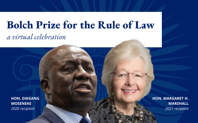 Watch the Bolch Prize celebration honoring Justices Moseneke, Marshall